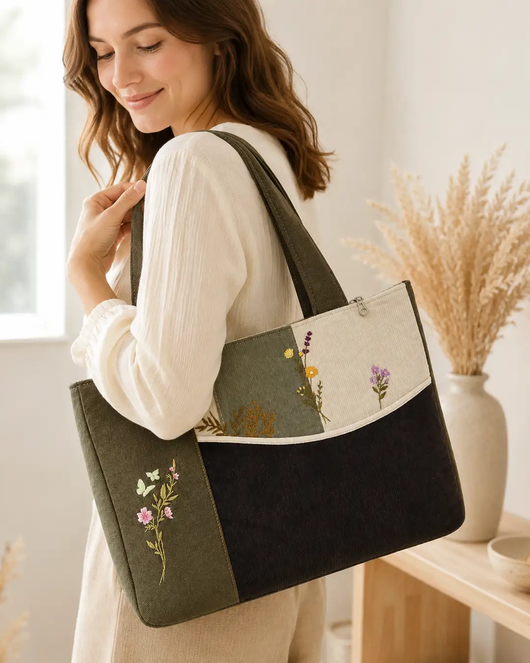 Gizli Bahçe – El Nakışlı Kumaş Tote Çanta
