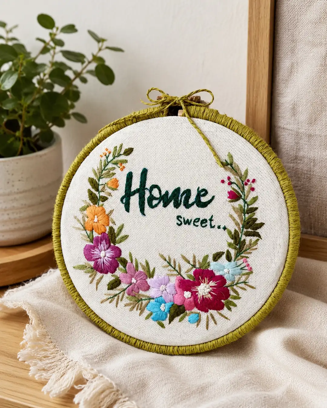 Home Yazılı Çiçek Nakışlı Kasnak Pano